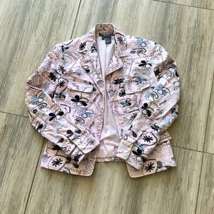 Per Se Carlisle Abstract Floral Pastel Pink Jacket
